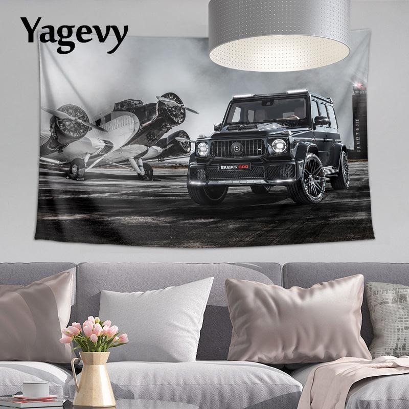 Benz賓士AMG巴博斯掛布海報 G63大G跑車GT63車庫裝飾背景布