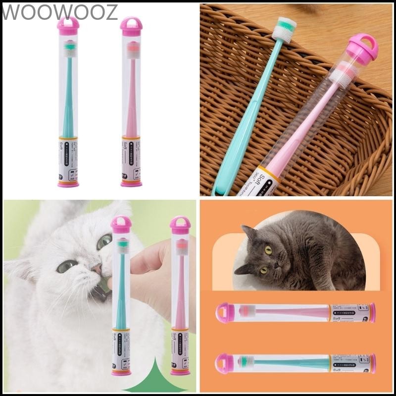 Woow 寵物牙刷適用於小型犬軟食品級牙齒清潔套件貓牙齒護理牙刷帶 360 度刷子