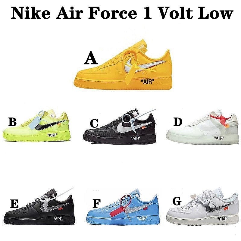 耐吉 Off White x Nike Air Force 1 volt low 男式女式男式女式網球鞋運動休閒運動鞋滑