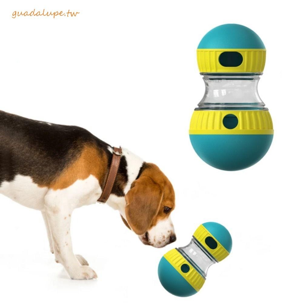 GUADALUPE狗玩具不倒翁,可調橢圓軌道狗漏食物滾球:,耐咬ABS狗慢食球增加智力