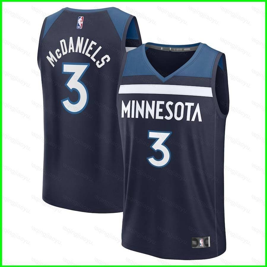 最新 NBA 明尼蘇達森林狼隊 Jaden McDaniels 球衣圖標版海軍白色兒童成人加大碼