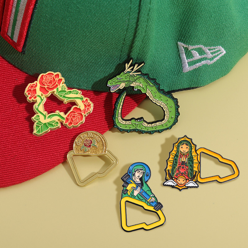 NEW ERA 創意動漫棒球帽琺瑯帽子夾墨西哥新時代帽子別針聖母瑪利亞時尚飾品配飾禮物