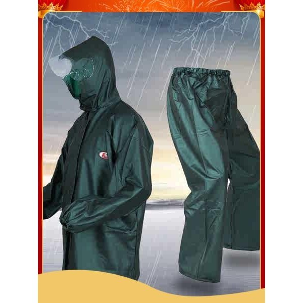 兩件式雨衣 輕便雨衣 雨衣雨褲套裝分體防水海膠雙層復合珠光騎行外賣雨衣套裝男士女
