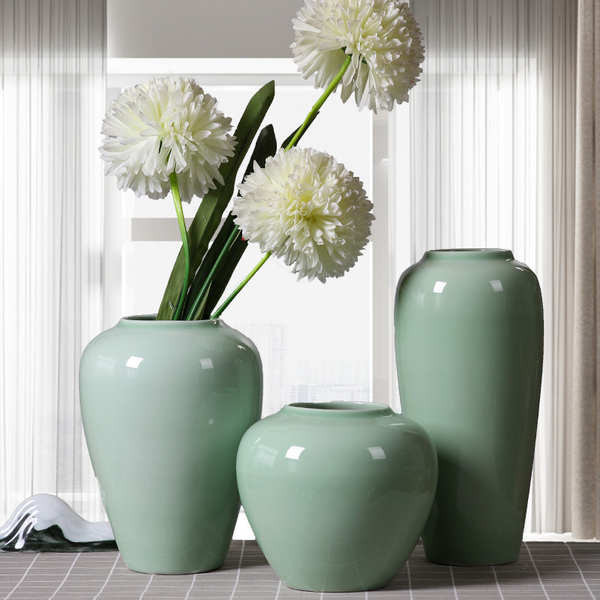 現代簡約景德鎮陶瓷花瓶擺件樣板房餐桌電視櫃客廳水養插花裝飾品