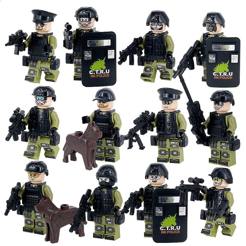 兼容樂高小顆粒積木軍事警察特警特種部隊拼裝積木人偶人仔玩具