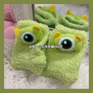 臺灣出貨 新款女襪✨公司貨 草莓熊襪子女秋冬加絨加厚睡眠保暖日系可愛玩偶男朋友珊瑚絨情侶 ghje