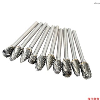 電磨配件 鎢鋼磨針 硬質合金旋轉銼 鎢鋼銑刀 鎢鋼磨頭旋轉刀頭工具套裝3*6mm10支