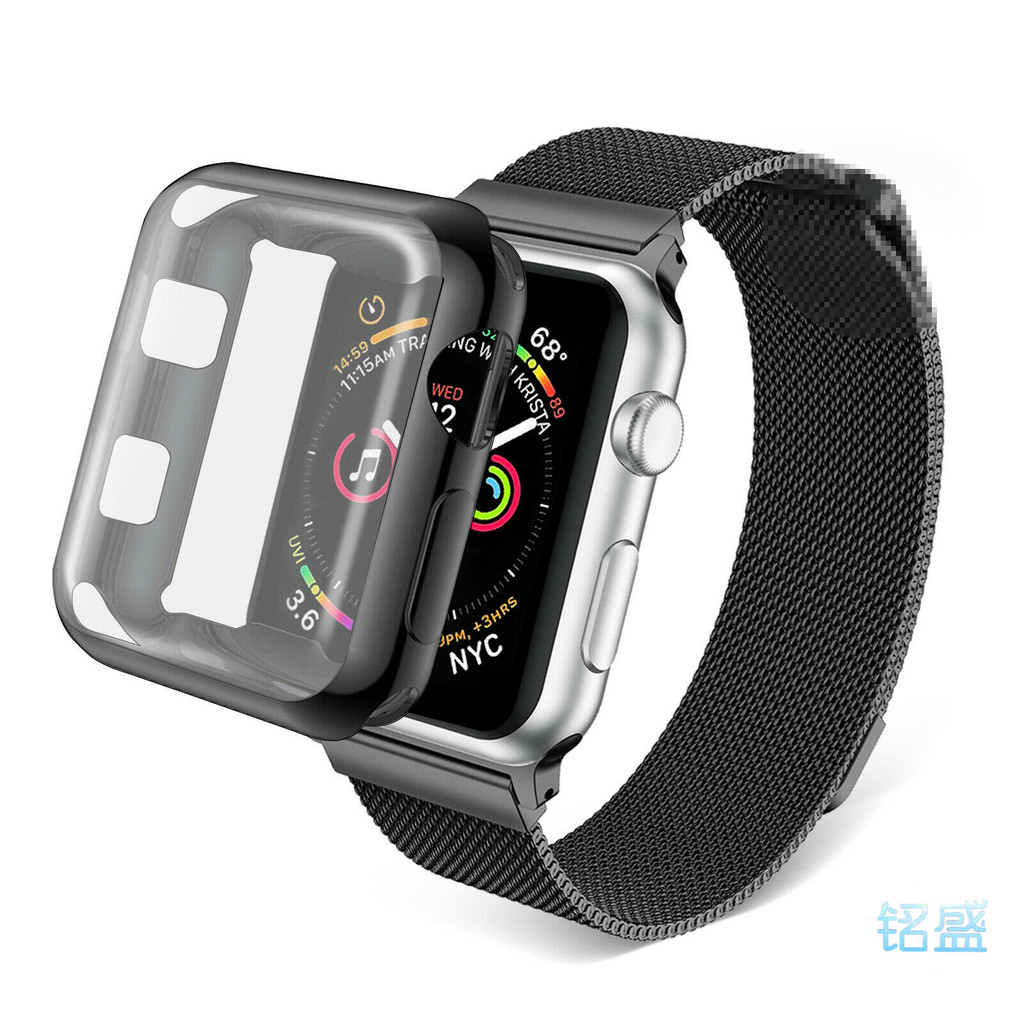 磁吸錶帶+TPU全包電鍍防摔殼 適用於Apple Watch 9 錶帶 6 7 8 9 Ultra 42mm 46mm