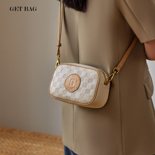 【GET BAG】女士包包 2025新款斜揹包女 高階感小方包 真皮女包