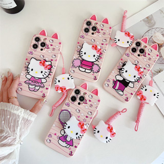 3d 耳朵卡通運動 Hello Kitty 玩具流行握把手機支架帶保護套適用於 IPhone 16 15Plus 14P
