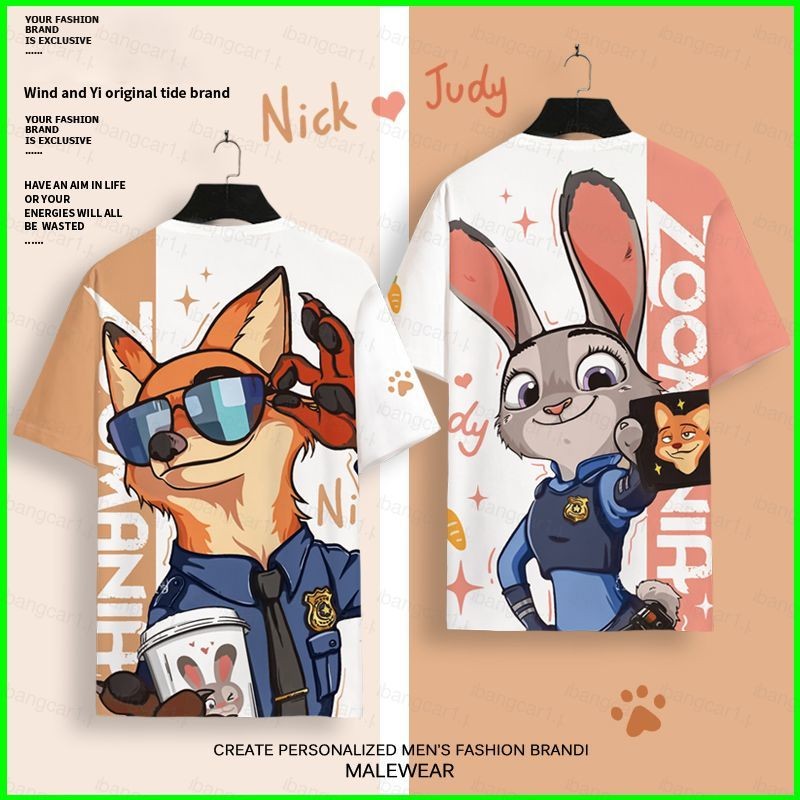 YB1 Zootopia Zootropolis Nick Wilde Judy Hopps Cosplay布3D夏季T