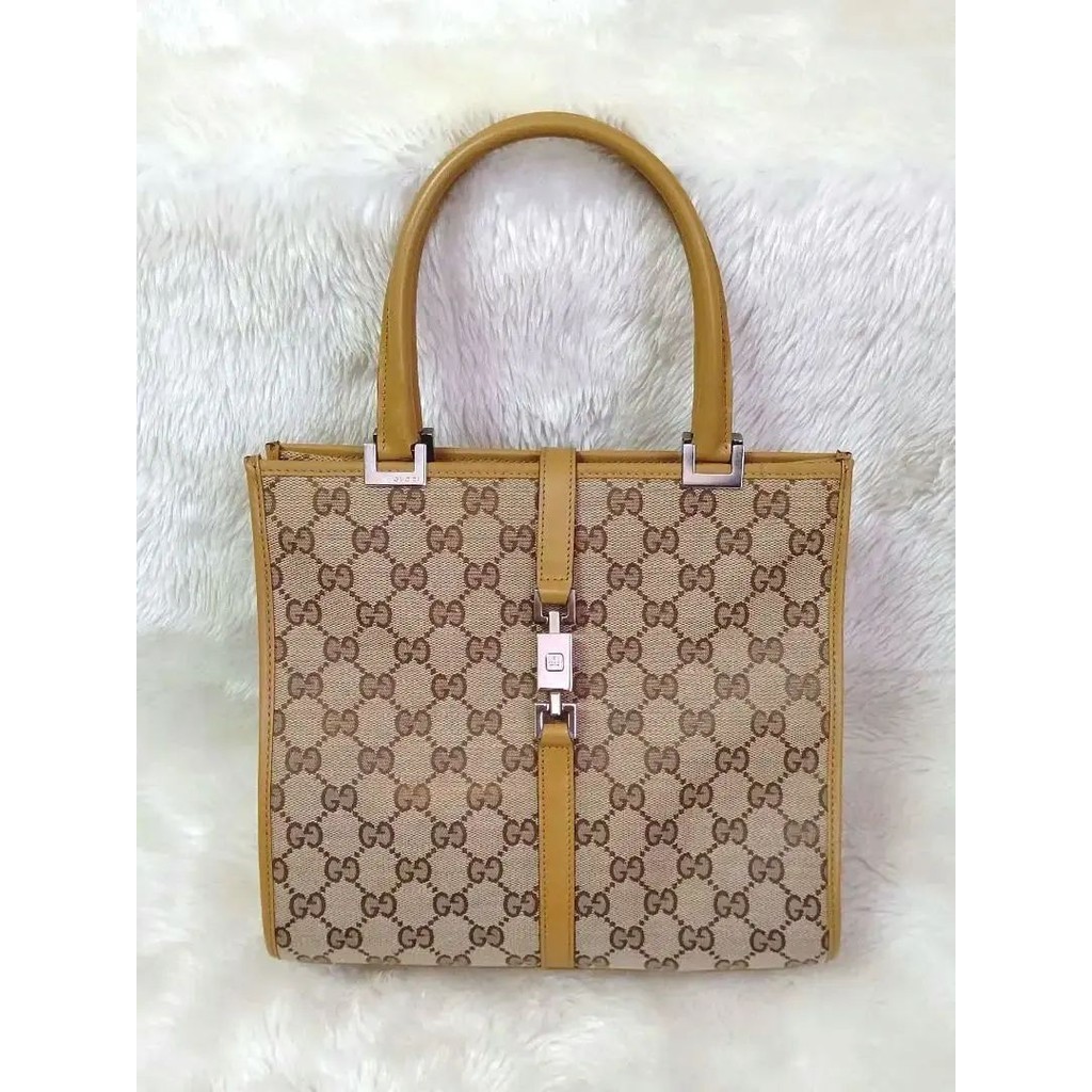 近全新 GUCCI 古馳 手提包 New Jackie 賈姬包 GG Canvas 帆布 日本直送 二手