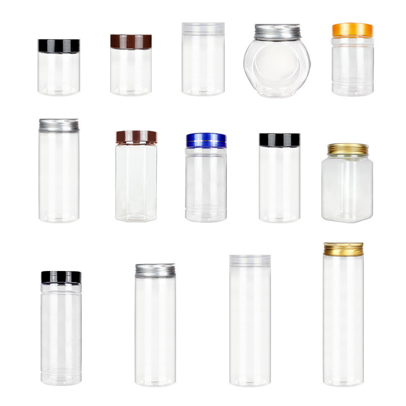 現貨【塑膠瓶】65塑膠瓶子 透明 密封罐子 食品級帶蓋 蜂蜜花茶堅果烘焙加厚防潮包裝