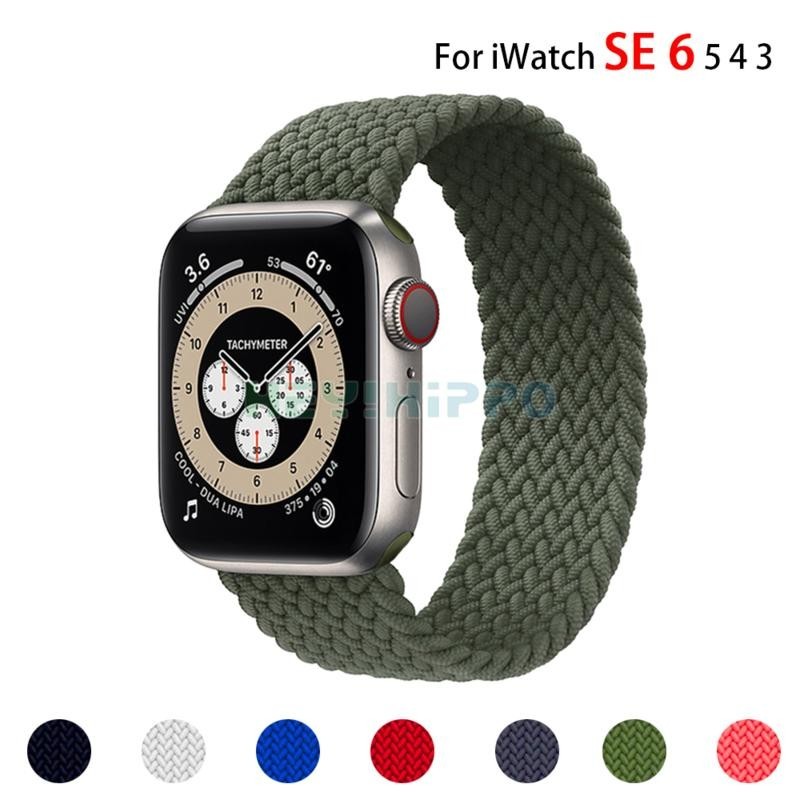 手錶皮帶針織尼龍腕帶錶帶適用於 Apple Watch 6 Se 5 44mm 40mm, Iwatch 3, 2, 1