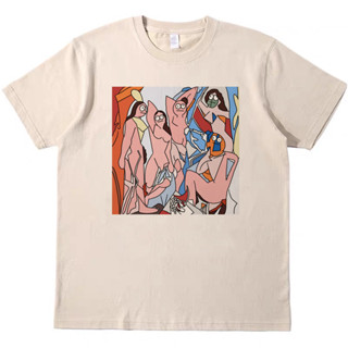 畢加索馬格利特 趣味搞怪插畫美式復古T恤男女寬鬆純棉短袖tshirt