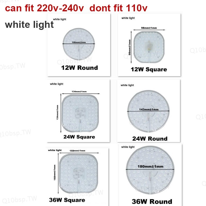 Led環形面板圓形白光源芯片led方形圓形吸頂燈板ac 220V 36W 24W 12W TW10B