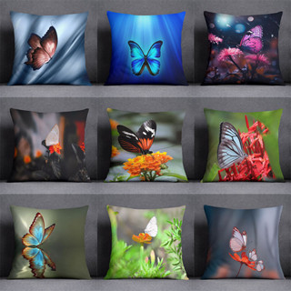 現貨 新款 靠枕植物花卉客廳抱枕辦公室藝術個性沙發抽象藝文蝴蝶圖案枕套