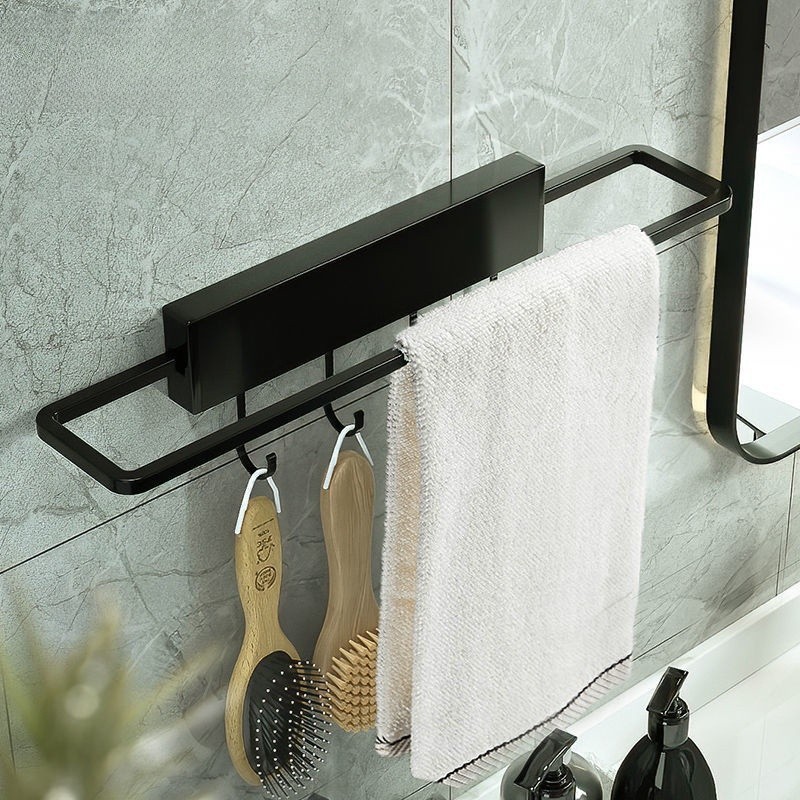 免打孔浴室可摺疊鋁製毛巾架節省空間的掛架置物架廁所毛巾收納架