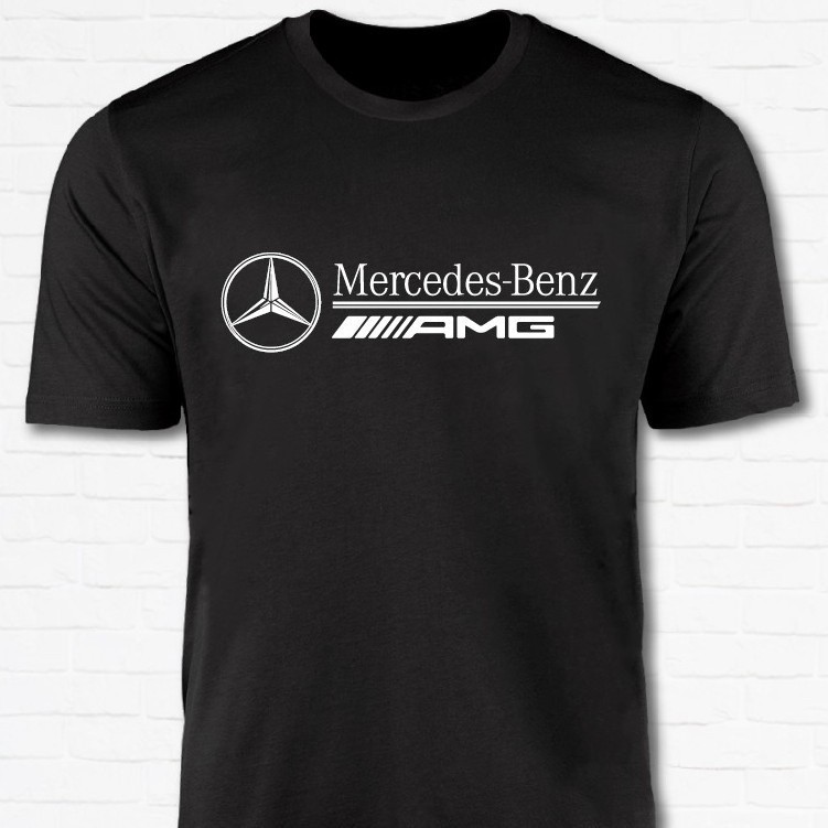 梅賽德斯-賓士BENZ機車工作服圖案男士百分百純棉圓領短袖T恤