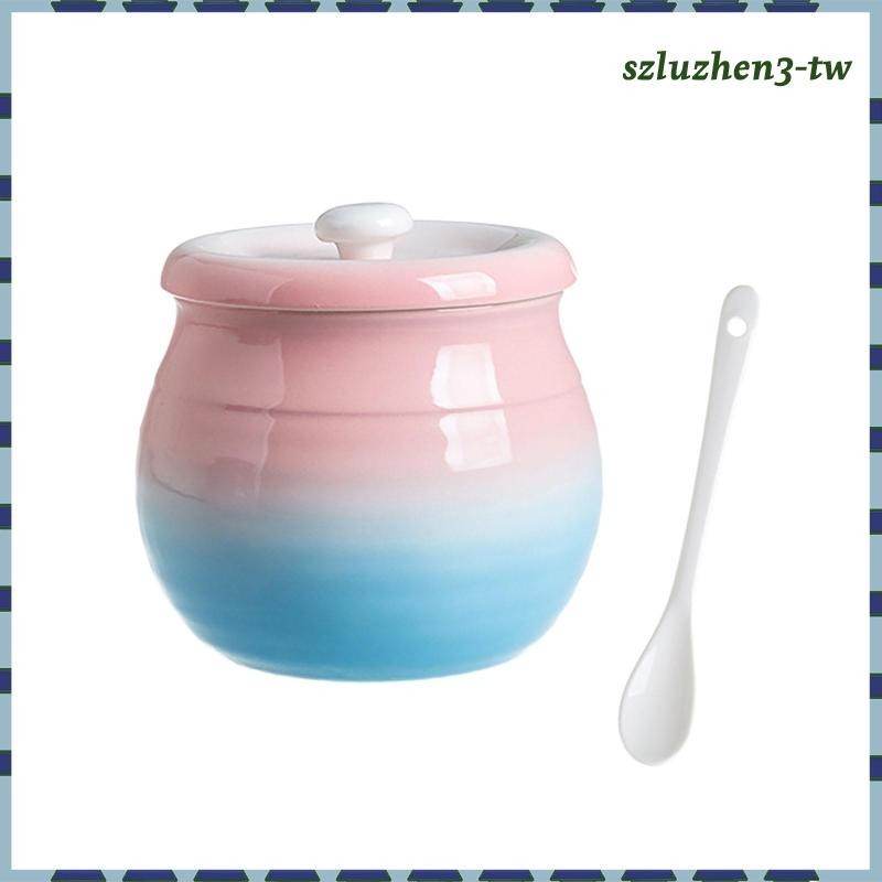 [SzluzhenfbTW] 廚房罐陶瓷罐儲藏室 680ml 香料罐帶蓋勺子陶瓷密封罐米糖食品罐