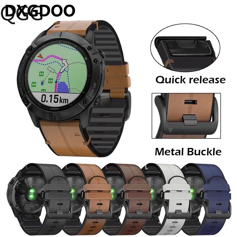 Dxgdoo 22 26 毫米 Quickfit 真皮錶帶適用於 Garmin Tactix 7 Pro Fenix 7