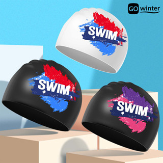 [摩卡運動]印花矽膠泳帽男女通用防水防滑泳帽女士高彈性矽膠游泳帽