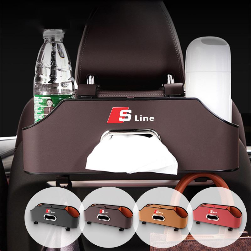 AUDI奧迪 汽車椅背收納盒 車用多功能收納盒 汽車面紙盒 車用杯架 椅背置物 A3 A8 Q3 A4 A1 Q5 Q2