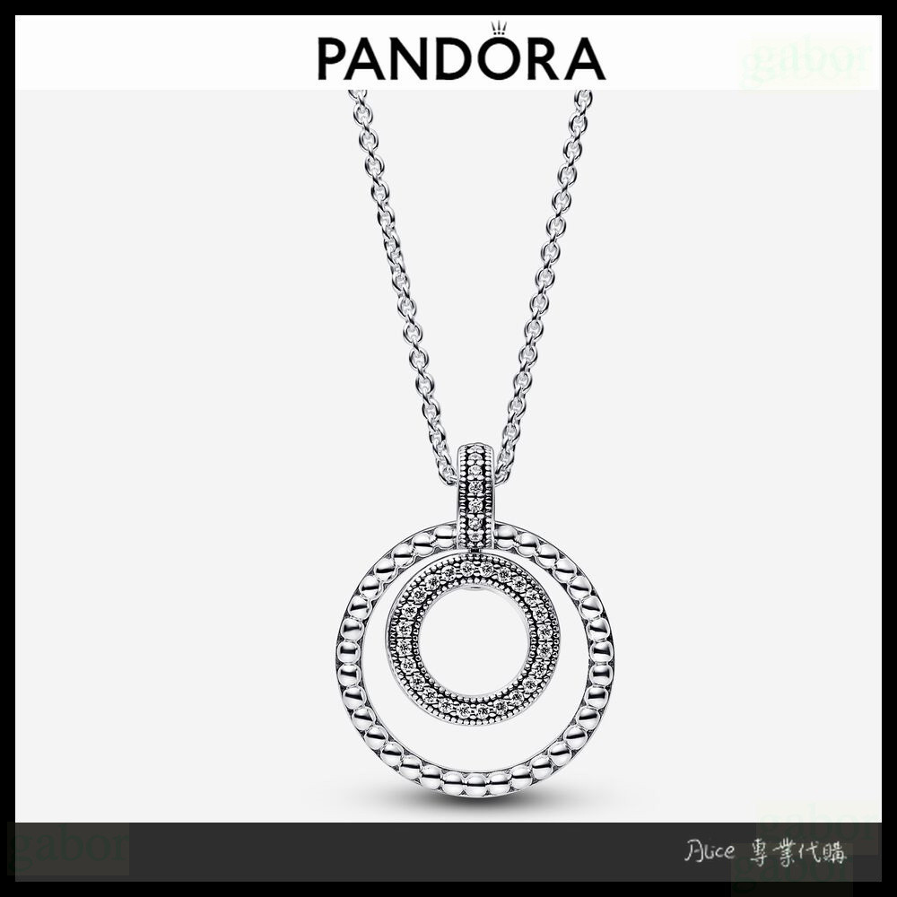 Alice專業代購 Pandora潘朵拉 Signature系列Pavé密鑲與珠飾吊墜項鍊 情人節392308C01