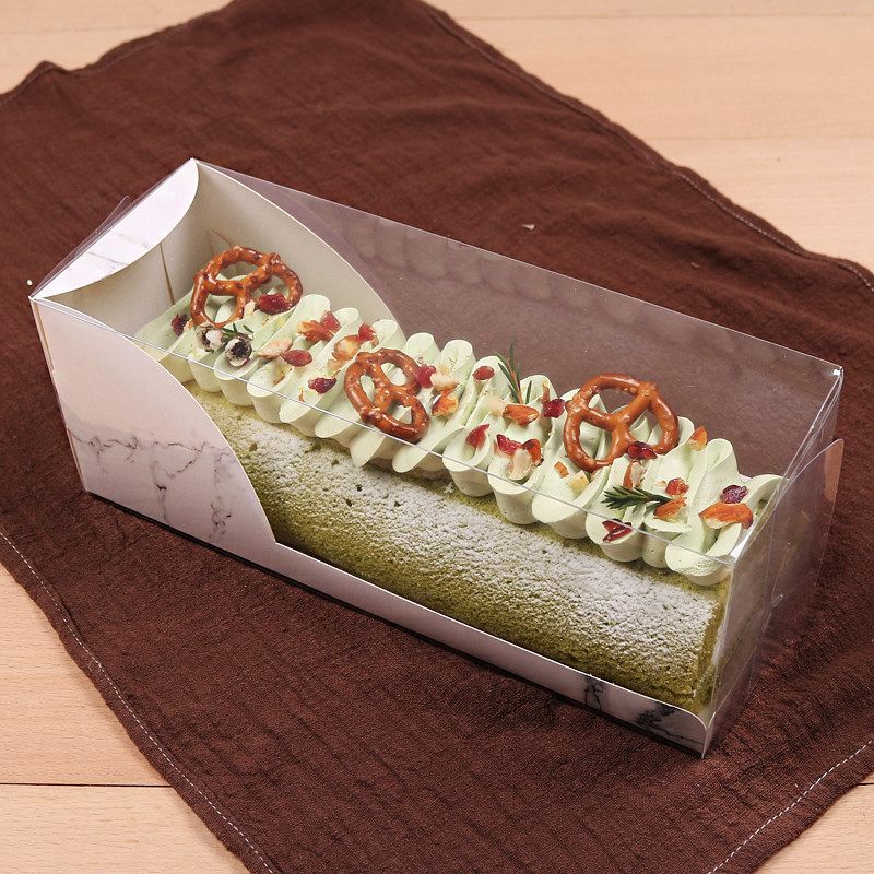 【現貨】【甜點盒】蛋糕捲包裝盒 27cm 透明 長方形 長條 抽屜式 包裝 烘焙 西點 瑞士捲 打包盒
