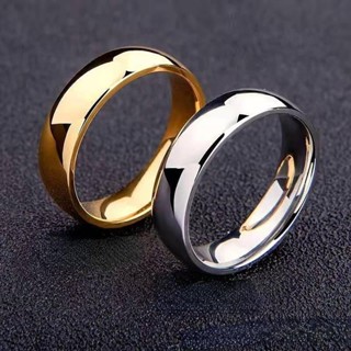 不銹鋼 6mm金戒指時尚戒指不銹鋼戒指美麗閃亮簡約設計