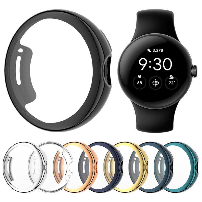 適用谷歌Google Pixel Watch1&amp;2全包TPU電鍍保護殼帶觸摸屏錶殼谷歌Pixel Watch1/2代表殼