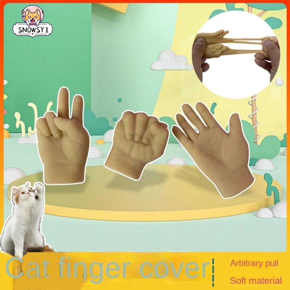 SNOWSY1貓爪套,搞笑寵物玩具戲弄貓手指手套,可愛HandHuman貓撫摸小手指玩具