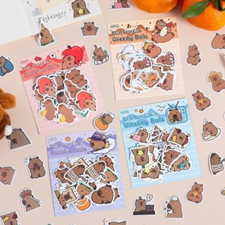 40pcs/包 卡皮巴拉樂園卡通手帳貼紙包 Capybara日記裝飾貼畫 diy裝飾素材紙 禮品禮物