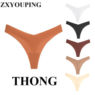 Zxyouping 1/4 件滌綸丁字褲性感內褲女性性內衣冰絲無縫內褲柔軟舒適運動