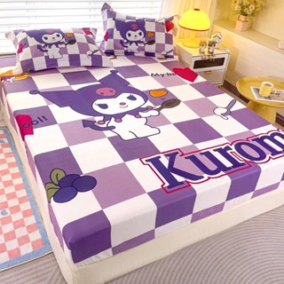 三麗鷗可愛卡通床包 kitty 庫洛米 美樂蒂 兒童床包 親膚磨毛 床罩 鬆緊帶床包 同款枕套 雙人床包
