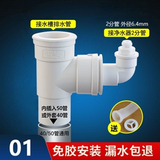 ⚡熱銷⚡【安裝方便】廚房下水洗碗機洗衣機淨水器排水三通前置pvc防臭下水管四通接頭-臺灣出貨