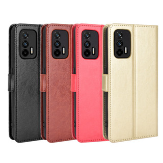 適用OPPO Realme GT Neo手機殼Realme Q3 Pro 5G翻蓋皮套瘋馬紋卡
