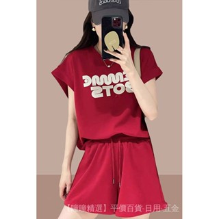 【高品質工藝製作】2025夏季新款女士運動服套裝休閒時尚兩件套短袖短褲小個子洋氣