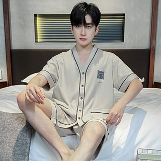 《現貨下單》2025新款夏天條紋睡衣男士夏季青少年短袖男生純棉家居服男款大尺碼