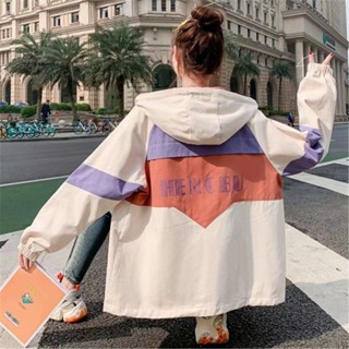 24年春秋新款韓版寬鬆大尺碼BF學生ins連帽休閒風衣外套女棒球服潮20250313