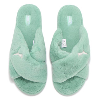 Puma 拖鞋 Fluff X Strap BX 女鞋 湖水綠 絨毛保暖設計 涼拖鞋 [ACS] 38535210