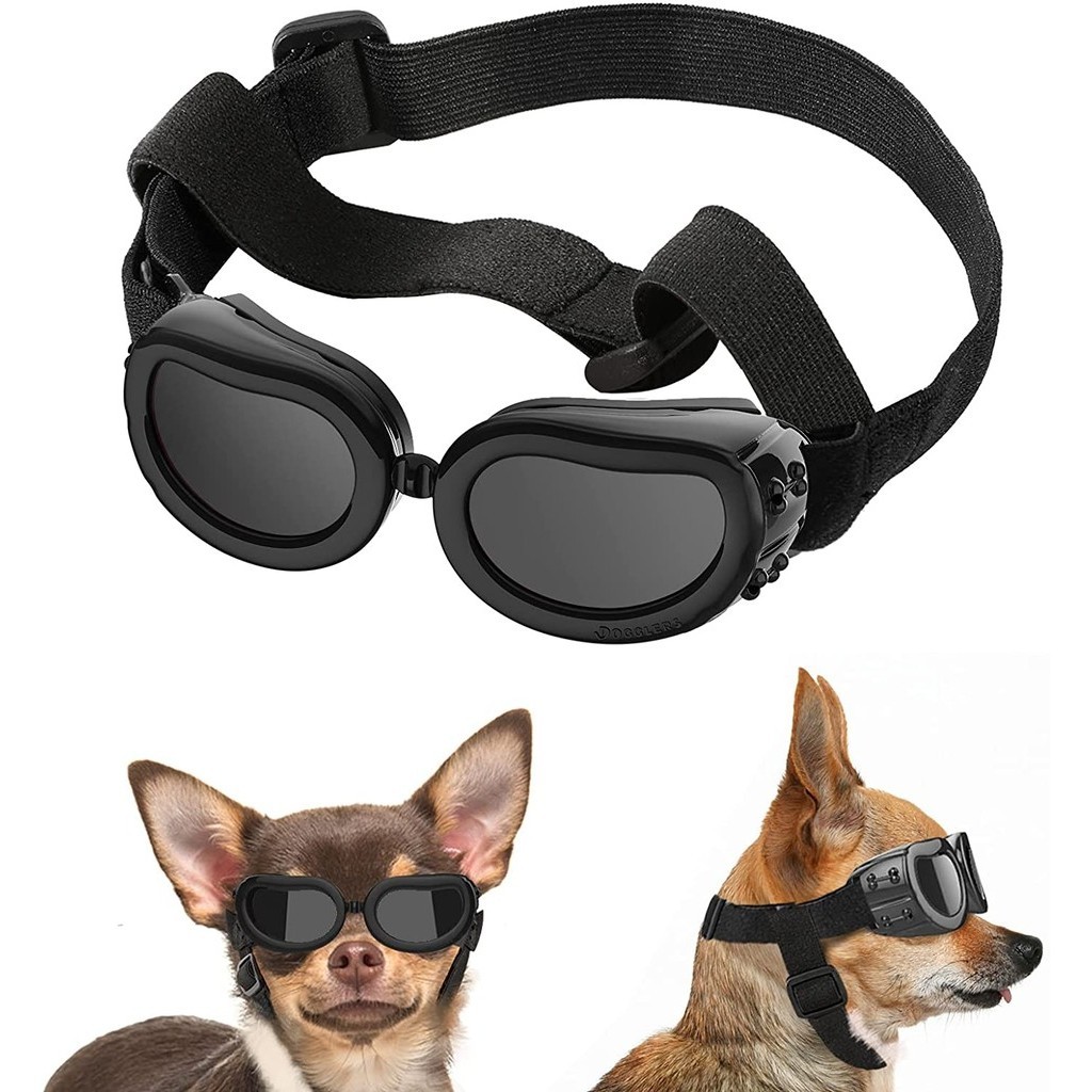 Atuban 小狗聖誕裝飾品太陽鏡防紫外線護目鏡護目鏡帶可調節肩帶防水寵物太陽鏡