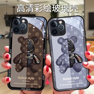 機械老花暴力熊 玻璃手機殼 蘋果保護殼 適用 iPhone15 14 13 12 11 Pro max 防摔殼