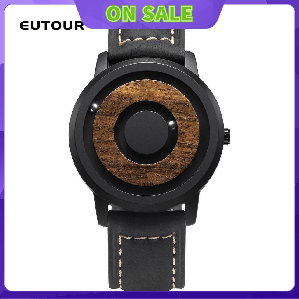 EUTOUR  新款 木質 錶盤 簡約 磁力 鋼珠 時尚 概念 手錶 平行 鋼   手錶
