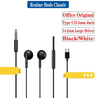 原裝 Realme Buds 經典耳機 3.5 毫米半入耳式耳塞式有線內置麥克風低音耳機適用於 Realme GT NE