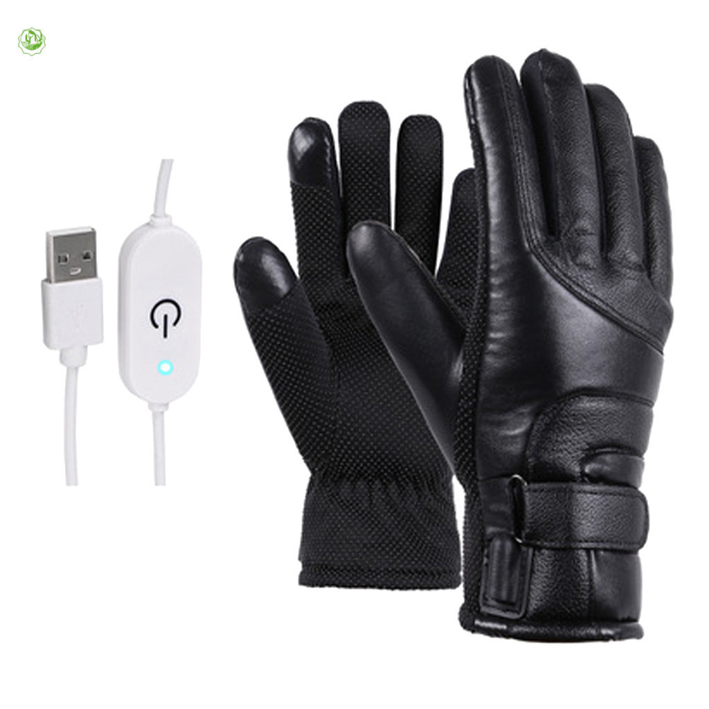 Tu 冬季電熱手套防水防風騎行保暖加熱觸摸屏USB供電加熱手套