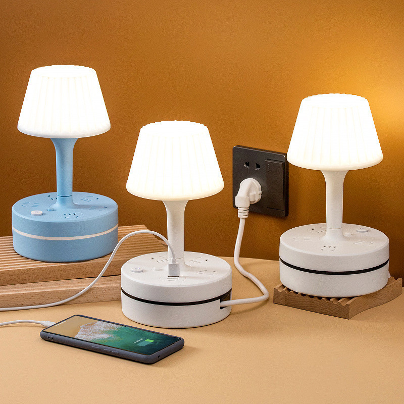 LED檯燈插座一件式可伸縮收納多功能USB電源臥室床頭燈學生宿舍夜燈