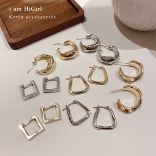 【耳環】真金電鍍925銀針時尚流簡約耳環日韓創意設計幾何耳圈小巧耳飾耳環飾品