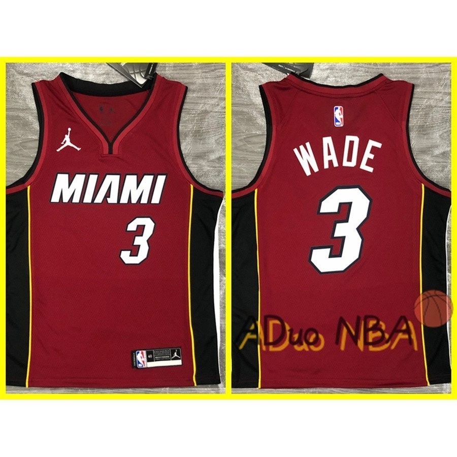 熱壓球衣邁阿密熱火隊3號德維恩-韋德 2021聲明版紅色籃球球衣