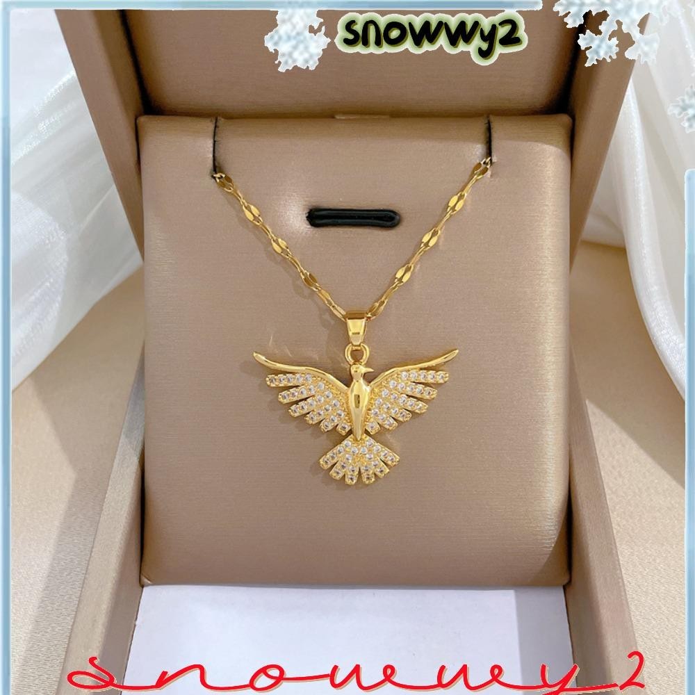 SNOWWY2鳳凰翅膀項鍊,鳳凰城金色鳳凰吊墜項鍊,時尚不銹鋼多功能鎖骨鏈女人